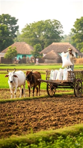 Traditional Farming Life in India | Cow & Cart Preparing for Field Work 🌾#DreamScreenAI