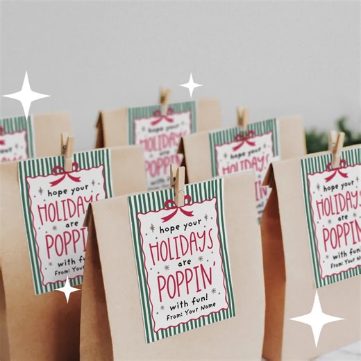 Popcorn Gift Tags, Poppin’ Holidays Printable, Christmas Treat Bag Labels for Teachers - Etsy