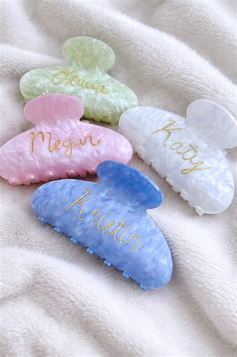 Personalized Engraved Hair Claw Clips, Custom Claw Clip, Claw Clip With Name, Bridesmaid Clips, Wedding Party Gifts - Etsy