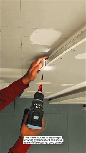 Curved Gypsum Ceiling Installation Process | Professional Drywall Screwing Technique
