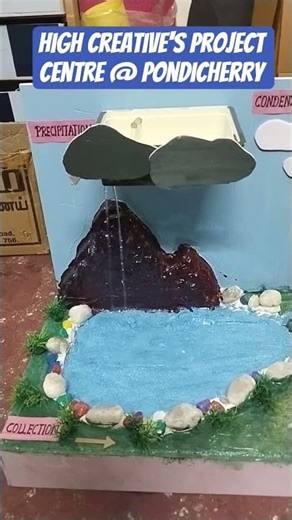 water cycle working model #creativescienceproject #3dmodel #experiment #rain#clouds #mountains #tlm