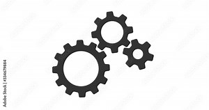 Rotating gears looped video. Industrial sign icon.