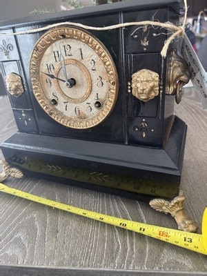 Ansonia Liege Mantel Cast Iron Clock Lion Claw Feet with Key | eBay