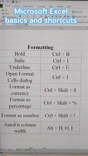 # Formulas # Editing# Formatting# Microsoft Excel basic ways# keyboard shortcuts # keys #