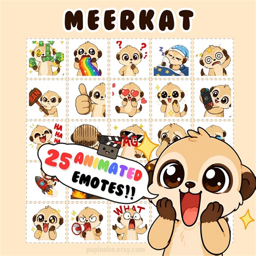 Animated Twitch Emotes: Meerkat Emote Bundle, Discord Stickers, Suricata Emotes, Stream Assets, Vtuber Pet (GIF) - Etsy Australia