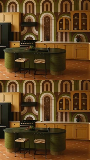 Double take on the Moody Spanish Revival Kitchen. Design by Mint and Fig #kitchendesign #spanishrevival #kitchenremodel #losangelesdesigner #moodyaesthetic