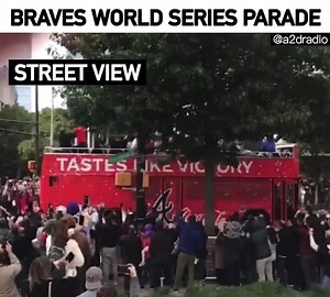 The Atlanta Braves team bus was SPEEDING through the World Series parade today. A video from inside the bus just got leaked. Keep watching until the end of the video. 😂😂😂 #Braves | #WorldSeries | #NBA | #AtlantaBraves | A2D Radio