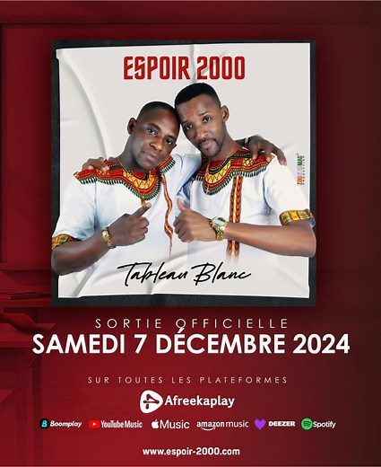 Album Tableau Blanc – Espoir 2000, Sortie le 7 Décembre