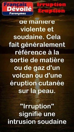 Irruption et Éruption (Paronymes) #shorts