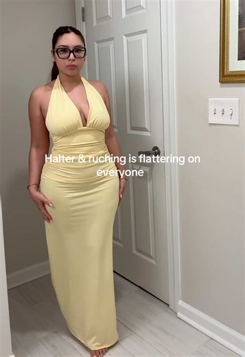 When all else fails pick halter and ruching for the event! #dresses #weddingguestdress #bridalshowerdress #vacationdress