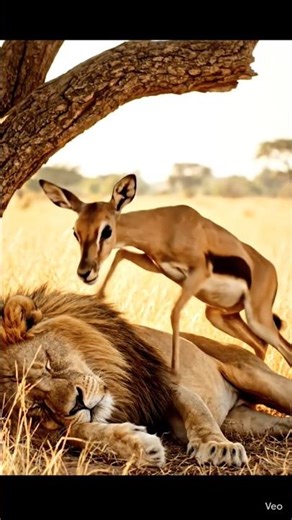 Deer Pranks a Sleeping Lion | Funny Wildlife Moment