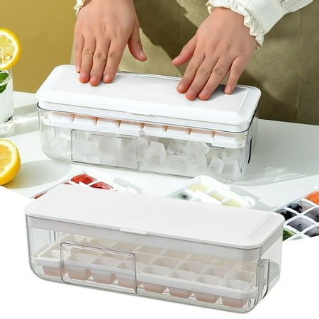 Square ice mold! Freezer Ice Cube Tray With Lid And Storage Box Easy Release 24 Pieces Large Single Layer Silicone Ice Cube Tray With Splash Release Lid Container Scoop Square Silicone Ice - Walmart.ca