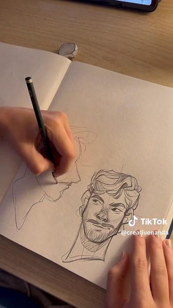 Male Face Disney Art Style Sketchbook Spread