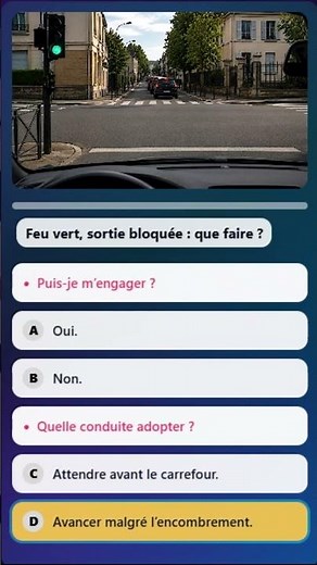 🚗 Quiz Code de la Route | Conditions Réelles | Intersection encombrée & Règle du carrefour 🇫🇷