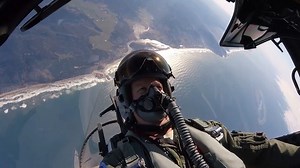 Watch as Col. Todd Hofford, vice commander of the 142nd Wing of the Oregon Air National Guard, flies over Seaside. Hofford is the first in the world to fly an F-15 with a prosthetic disc in his neck. FULL STORY: https://bit.ly/2yc36w4 | KATU News