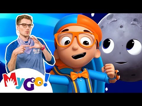 Blippi Wonders | Solar System Planets! | Cartoons For Kids | MyGo! Sign Language For Kids | ASL