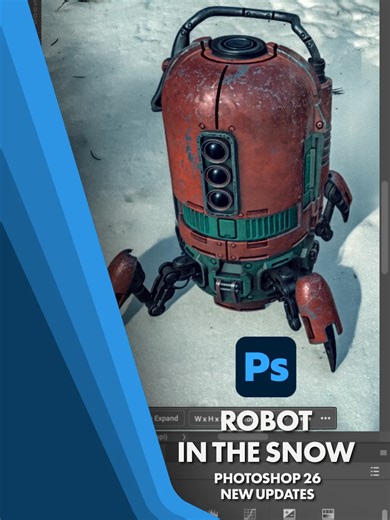 Robot in the Snow 🥶 Checking out some of the new features in Photoshop 27.3. New Adjustment Layers, Updated Firefly Fill & Expand, Reference Objects with Generative Fill. #photoshop#coreworkflows