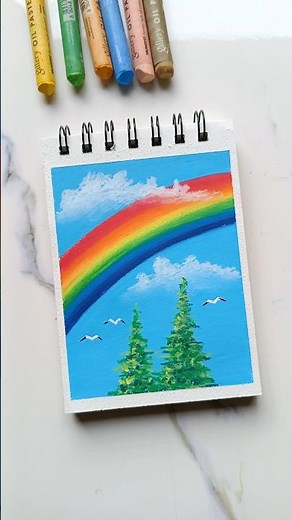 Dreamy Rainbow Sky 🌈☁️ | Satisfying Art #Shorts
