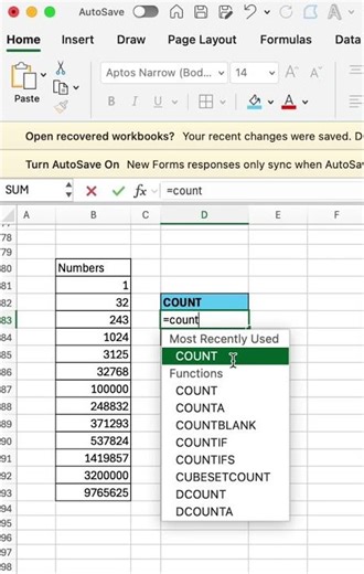 How to use COUNT Function in Excel | Excel COUNT Formula #excel #exceltips #exceltutorial