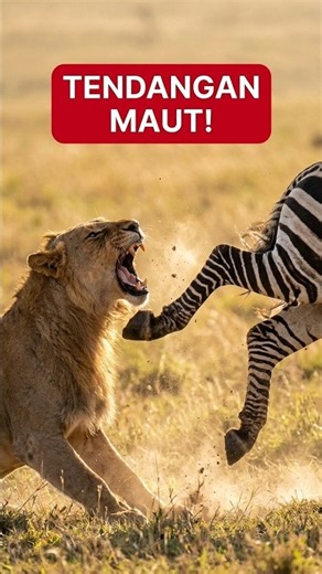 Detik-Detik Kaki Belakang Zebra Menghantam Rahang Singa #viral #animals #faktaunik #wildlife #hewan