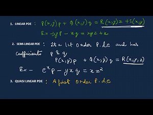 Differential Equations Linear PDE, Semi Linear PDE, Quasi Linear PDE
