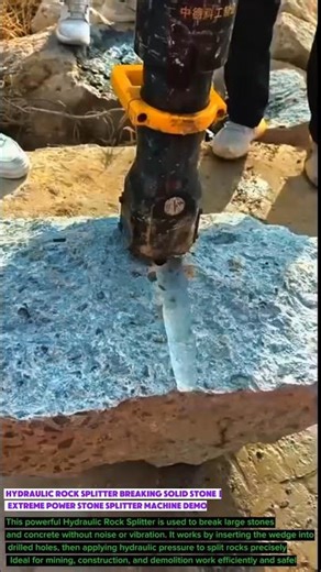 Hydraulic Rock Splitter Breaking Solid Stone | Extreme Power Stone Splitter Machine Demo