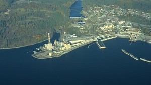 Permanently Closed Powell River Mill Pulp and Paper Factory AERIAL