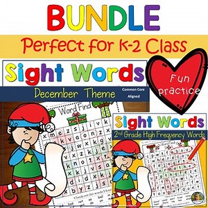 Christmas Activities Sight Word Practice Word Search High Frequency Words