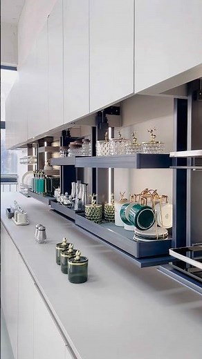 Smart Kitchen Wall Cabinet System | Touch-Control, Adjustable Storage & Safety Sensors