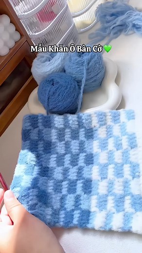Hướng dẫn đan len mẫu khăn Ô Bàn Cờ đơn giản