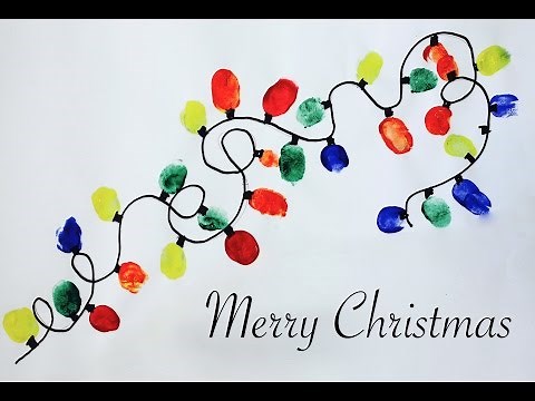 Easy Christmas craft: How to make a thumbprint Christmas lights artwork