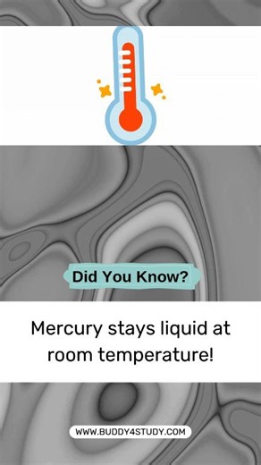 Mercury, also known as quick Silver is unlike any other metal. It’s the only metal that stays liquid at room temperature and has the lowest boiling point of all metals. Its silvery shine is captivating, but here's the catch: it forms an amalgam with glass, ruining it! That’s why it’s always stored in aluminum vessels. #QuickSilver #Mercury #LiquidMetal #ScienceFacts #UniqueMetals #DidYouKnow #Buddy4Study | Buddy4Study