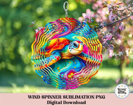 Sea Turtle Wind Spinner PNG Sublimation, Colorful Alcohol Ink Design, Instant Digital Download - Etsy