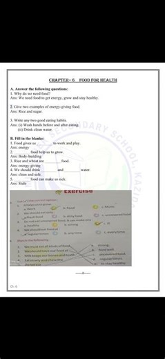 Science Chapter 6 | Food for Health | Reading | Class 2 | Agragami Contents