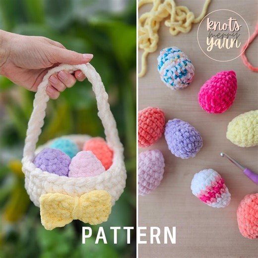 Crochet Easter Basket and Eggs Pattern, No Sew, Beginner Friendly, PDF, Bundle - Etsy