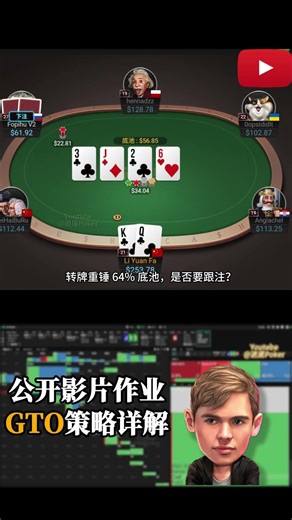 【扑克实战录】公开影片作业手牌GTO最优解！