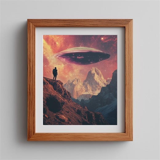 Retro Sci-fi UFO Poster – Alien Landscape Digital Art Print - Etsy Canada