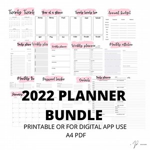 2022 DIGITAL/PRINTABLE PLANNER Bundle, Goodnotes, Notability, Other Annotation Apps, Inserts, Diary, Daily, Weekly, Monthly - Etsy UK