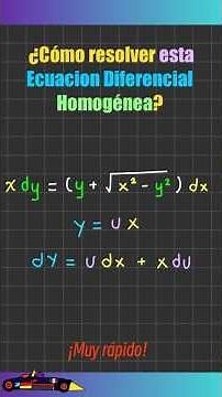 💡📝 Homogeneous Differential Equations: Solved Exercise with radical | Change of variable y = ux