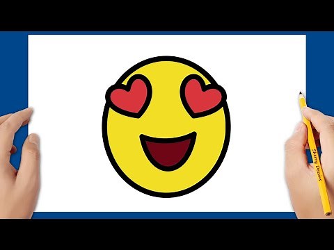 Comment dessiner un emoji visage souriant avec des yeux en forme de cœur | Dessins mignons