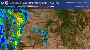 Updated Simulated Radar Reflectivity through 5 AM Thursday using HRRR guidance. | US National Weather Service Pendleton Oregon