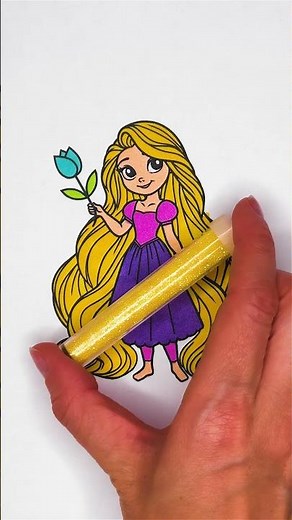❤️ Beautiful Princess 👸 Glitter Art ✨ #kids #cartoon #girl #dress #color