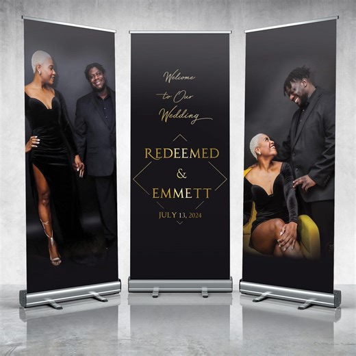 COMBO BANNER SET, 3 Retractable Banners, Custom Banners, Wedding Photo Board Sign, Welcome Sign Wedding Decorations, Photo Board Decor Sign - Etsy
