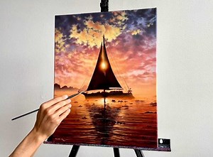 111K views · 5.5K reactions | Painting Sailboat Reflection Acrylic...