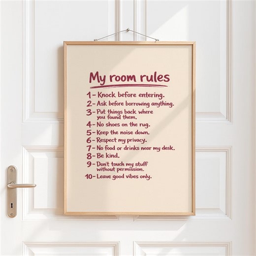 My Room Rules Printable Poster for Kids Bedroom Privacy, Teen Decor Sign, Wall Art - Etsy