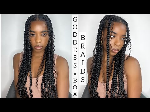How to: Jumbo Knotless Goddess Box Braids With Curly Ends| Very Detailed!