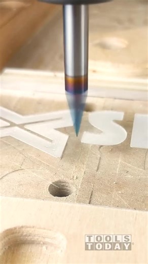 Engraving tiny letters in acrylic using the Amana Tool 45711-K 30° Spektra coated engraving bit on the Axiom AR8 CNC, all available on our website! - - - - - - - #TeamTOOLSTODAY - - - - - - - RPM: 18,000 Feed Rate: 48ipm Plunge Rate: 24ipm Depth of Cut: .03125