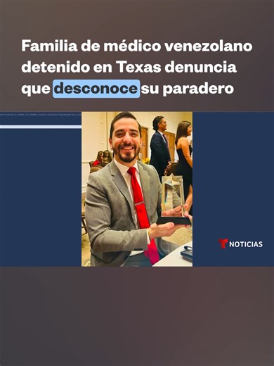 Familiares de un médico venezolano denuncian que lo detuvieron agentes migratorios en Texas y que desconocen su paradero. El doctor Ezequiel Véliz, reconocido como residente del año por UT Health, ingresó al país legalmente y estaba en proceso de tramitar una visa J1 para médicos, afirma su hermana Génesis Véliz. Además, explicó que el doctor estaba con su esposo, quien es ciudadano estadounidense. Ellos iban en mudanza a Houston y los paró la patrulla del estado”. 👉🏼 La historia completa en e