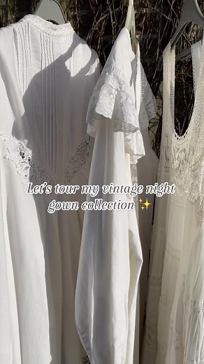 I have a thing for vintage night gowns and lace ✨🪡🤍 #vintage #nightgowns #antique #fashiontiktok #vintagevibes #1950s #1970s #1980s #french #gown #vintageclothes #antiqueclothing