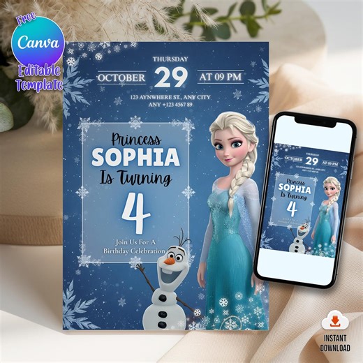 Frozen Four the First Time in Forever Birthday Invitation Frozen 4th Birthday Invitation Kids Fourth Party Invite Elsa Anna Theme EDITABLE - Etsy UK
